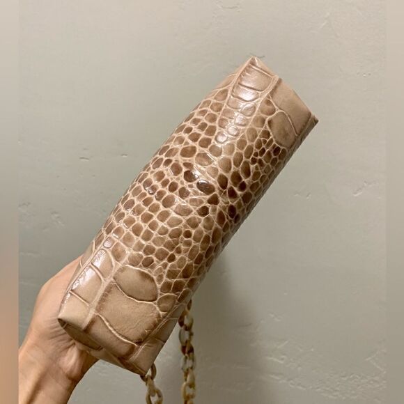 Handmade Genuine Leather Croc-Embossed Kisslock Clutch/Shoulder bag/Crossbody - Picture 14 of 16